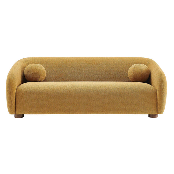 Modway Furniture Holland Curved Chenille Sofa with Plush Foam Support for Modern Living Rooms Yellow EEI-7739-MUS
