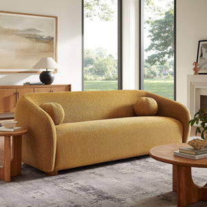 Modway Furniture Holland Curved Chenille Sofa with Plush Foam Support for Modern Living Rooms Yellow EEI-7739-MUS