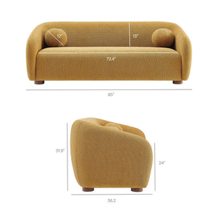 Modway Furniture Holland Curved Chenille Sofa with Plush Foam Support for Modern Living Rooms Yellow EEI-7739-MUS