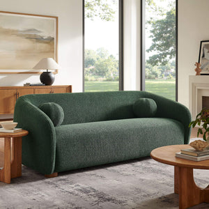Modway Furniture Holland Curved Chenille Sofa with Plush Foam Support for Modern Living Rooms Green EEI-7739-PIN
