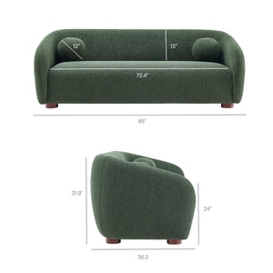 Modway Furniture Holland Curved Chenille Sofa with Plush Foam Support for Modern Living Rooms Green EEI-7739-PIN