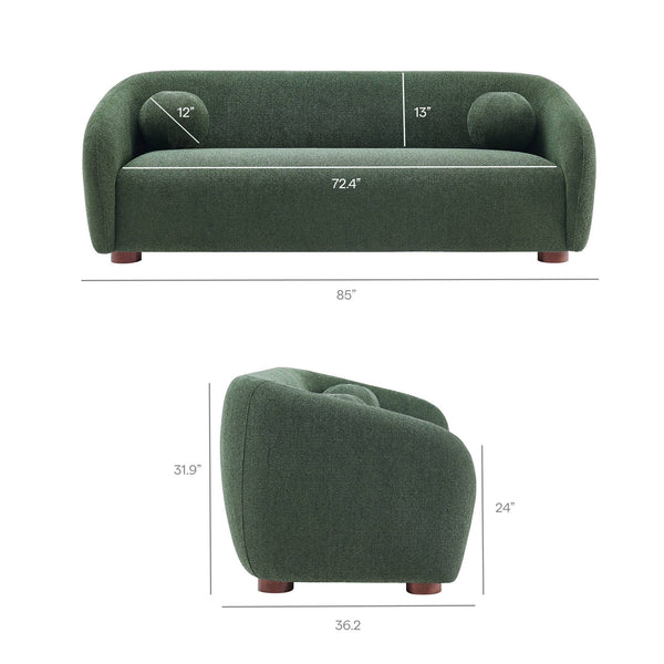 Modway Furniture Holland Curved Chenille Sofa with Plush Foam Support for Modern Living Rooms Green EEI-7739-PIN