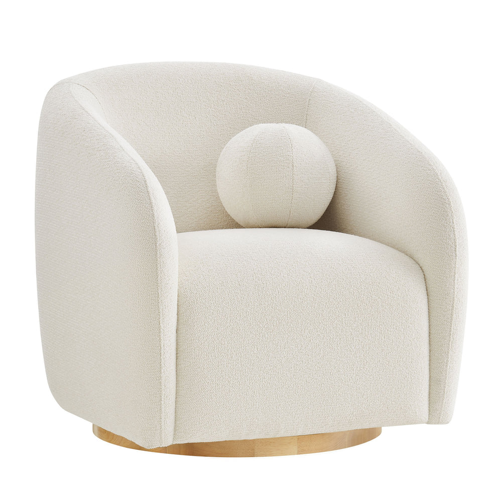 Modway Furniture Holland Swivel Barrel Armchair Boucle Chenille Upholstered for Modern Living Rooms White EEI-7740-CRE