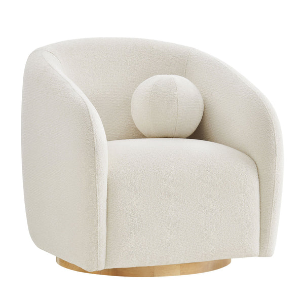 Modway Furniture Holland Swivel Barrel Armchair Boucle Chenille Upholstered for Modern Living Rooms White EEI-7740-CRE