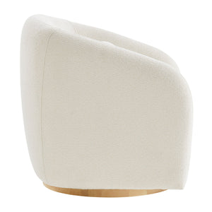 Modway Furniture Holland Swivel Barrel Armchair Boucle Chenille Upholstered for Modern Living Rooms White EEI-7740-CRE