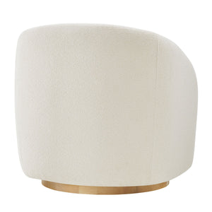 Modway Furniture Holland Swivel Barrel Armchair Boucle Chenille Upholstered for Modern Living Rooms White EEI-7740-CRE