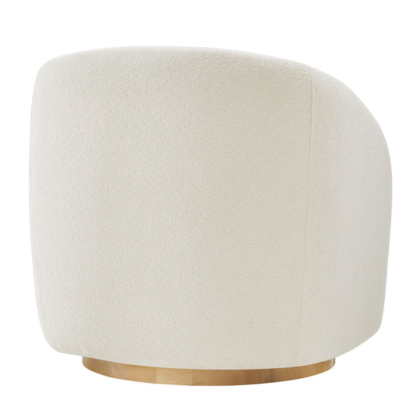 Modway Furniture Holland Swivel Barrel Armchair Boucle Chenille Upholstered for Modern Living Rooms White EEI-7740-CRE