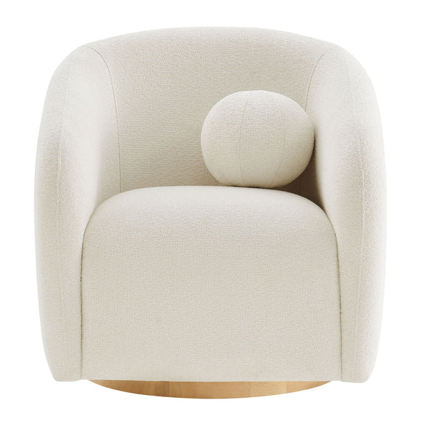 Modway Furniture Holland Swivel Barrel Armchair Boucle Chenille Upholstered for Modern Living Rooms White EEI-7740-CRE
