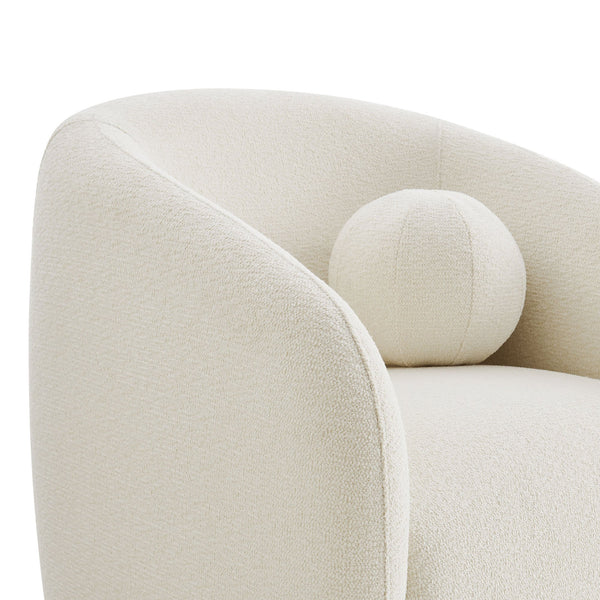 Modway Furniture Holland Swivel Barrel Armchair Boucle Chenille Upholstered for Modern Living Rooms White EEI-7740-CRE