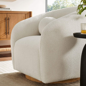 Modway Furniture Holland Swivel Barrel Armchair Boucle Chenille Upholstered for Modern Living Rooms White EEI-7740-CRE