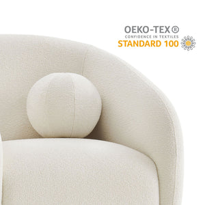 Modway Furniture Holland Swivel Barrel Armchair Boucle Chenille Upholstered for Modern Living Rooms White EEI-7740-CRE