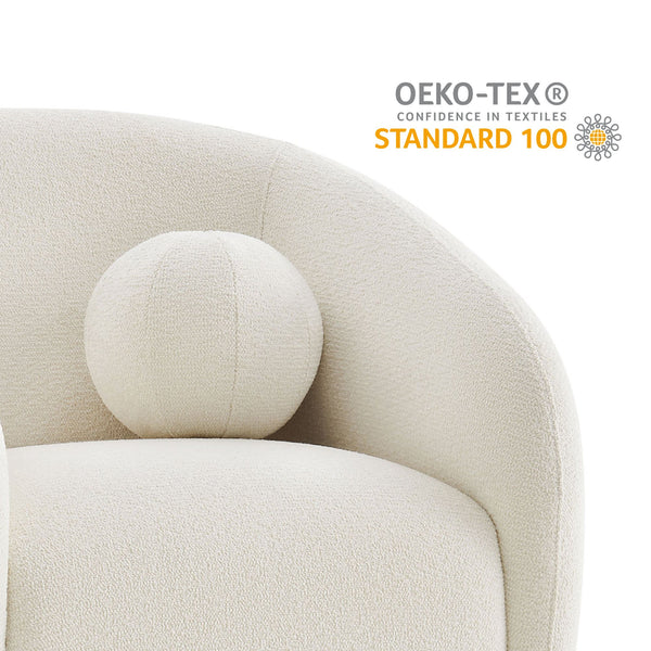 Modway Furniture Holland Swivel Barrel Armchair Boucle Chenille Upholstered for Modern Living Rooms White EEI-7740-CRE