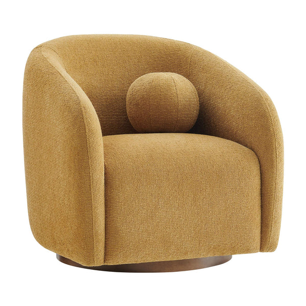 Modway Furniture Holland Swivel Barrel Armchair Boucle Chenille Upholstered for Modern Living Rooms Yellow EEI-7740-MUS