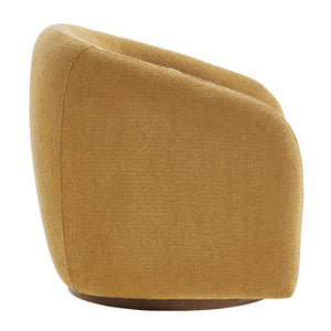 Modway Furniture Holland Swivel Barrel Armchair Boucle Chenille Upholstered for Modern Living Rooms Yellow EEI-7740-MUS