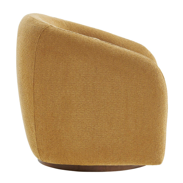 Modway Furniture Holland Swivel Barrel Armchair Boucle Chenille Upholstered for Modern Living Rooms Yellow EEI-7740-MUS