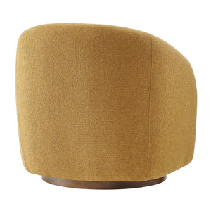 Modway Furniture Holland Swivel Barrel Armchair Boucle Chenille Upholstered for Modern Living Rooms Yellow EEI-7740-MUS