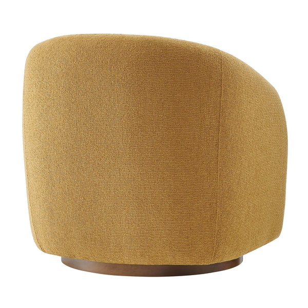Modway Furniture Holland Swivel Barrel Armchair Boucle Chenille Upholstered for Modern Living Rooms Yellow EEI-7740-MUS