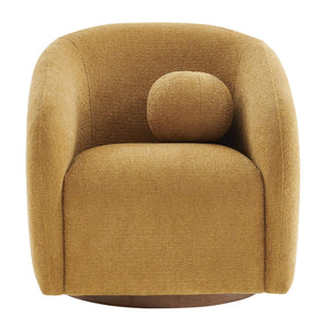 Modway Furniture Holland Swivel Barrel Armchair Boucle Chenille Upholstered for Modern Living Rooms Yellow EEI-7740-MUS