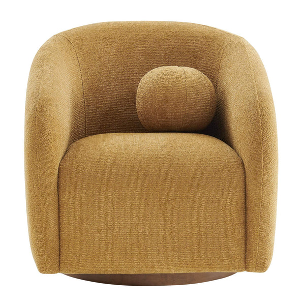 Modway Furniture Holland Swivel Barrel Armchair Boucle Chenille Upholstered for Modern Living Rooms Yellow EEI-7740-MUS