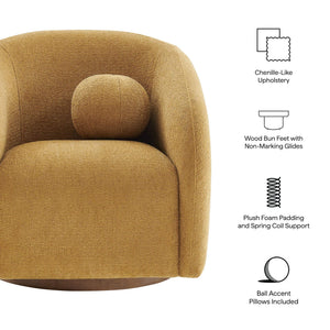 Modway Furniture Holland Swivel Barrel Armchair Boucle Chenille Upholstered for Modern Living Rooms Yellow EEI-7740-MUS