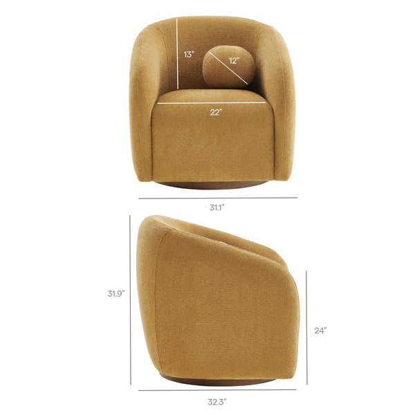 Modway Furniture Holland Swivel Barrel Armchair Boucle Chenille Upholstered for Modern Living Rooms Yellow EEI-7740-MUS