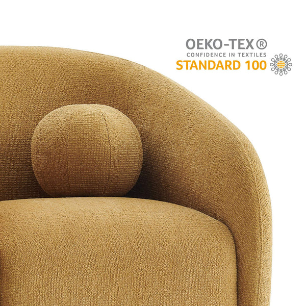 Modway Furniture Holland Swivel Barrel Armchair Boucle Chenille Upholstered for Modern Living Rooms Yellow EEI-7740-MUS