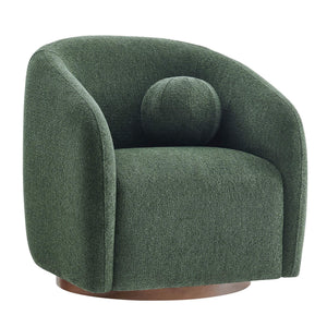 Modway Furniture Holland Swivel Barrel Armchair Boucle Chenille Upholstered for Modern Living Rooms Green EEI-7740-PIN