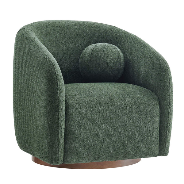 Modway Furniture Holland Swivel Barrel Armchair Boucle Chenille Upholstered for Modern Living Rooms Green EEI-7740-PIN