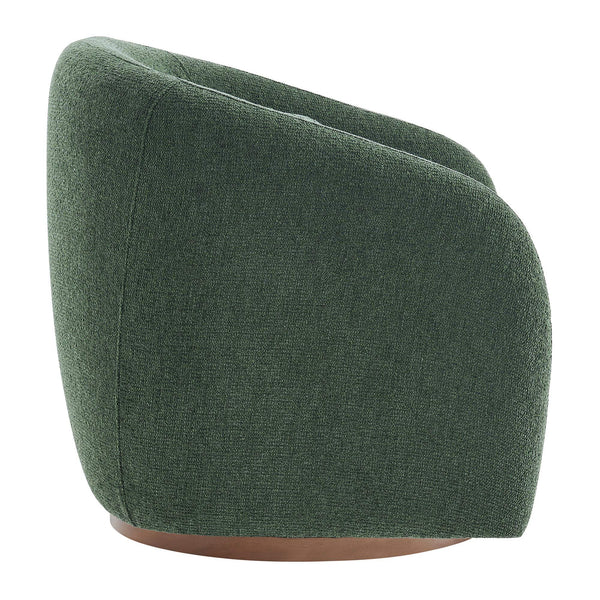 Modway Furniture Holland Swivel Barrel Armchair Boucle Chenille Upholstered for Modern Living Rooms Green EEI-7740-PIN