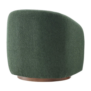 Modway Furniture Holland Swivel Barrel Armchair Boucle Chenille Upholstered for Modern Living Rooms Green EEI-7740-PIN
