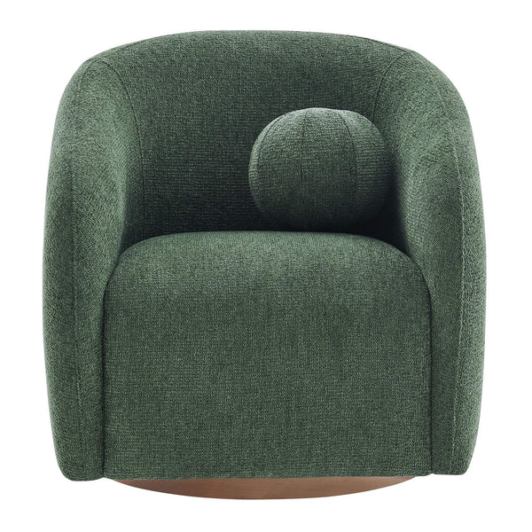 Modway Furniture Holland Swivel Barrel Armchair Boucle Chenille Upholstered for Modern Living Rooms Green EEI-7740-PIN
