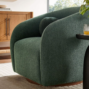 Modway Furniture Holland Swivel Barrel Armchair Boucle Chenille Upholstered for Modern Living Rooms Green EEI-7740-PIN