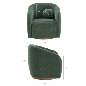 Modway Furniture Holland Swivel Barrel Armchair Boucle Chenille Upholstered for Modern Living Rooms Green EEI-7740-PIN
