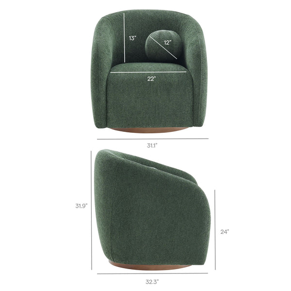 Modway Furniture Holland Swivel Barrel Armchair Boucle Chenille Upholstered for Modern Living Rooms Green EEI-7740-PIN