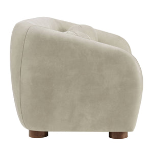 Modway Furniture Holland Curved Vegan Leather Sofa with Sculptural Form and Wood Bun Feet for Living Rooms Gray EEI-7742-MNL