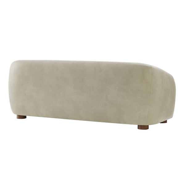 Modway Furniture Holland Curved Vegan Leather Sofa with Sculptural Form and Wood Bun Feet for Living Rooms Gray EEI-7742-MNL