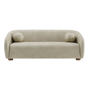 Modway Furniture Holland Curved Vegan Leather Sofa with Sculptural Form and Wood Bun Feet for Living Rooms Gray EEI-7742-MNL