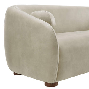 Modway Furniture Holland Curved Vegan Leather Sofa with Sculptural Form and Wood Bun Feet for Living Rooms Gray EEI-7742-MNL