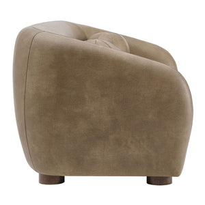 Modway Furniture Holland Curved Vegan Leather Sofa with Sculptural Form and Wood Bun Feet for Living Rooms Brown - A EEI-7742-MUS