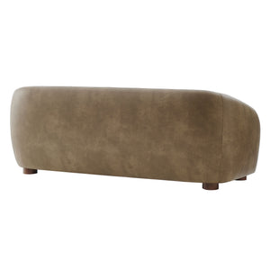Modway Furniture Holland Curved Vegan Leather Sofa with Sculptural Form and Wood Bun Feet for Living Rooms Brown - A EEI-7742-MUS