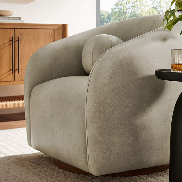 Modway Furniture Holland Vegan Leather Swivel Barrel Chair with 360 Degree Base for Modern Living Gray EEI-7743-MNL