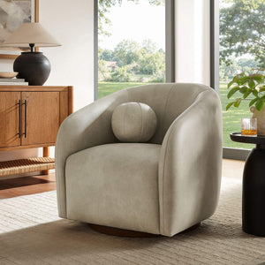 Modway Furniture Holland Vegan Leather Swivel Barrel Chair with 360 Degree Base for Modern Living Gray EEI-7743-MNL