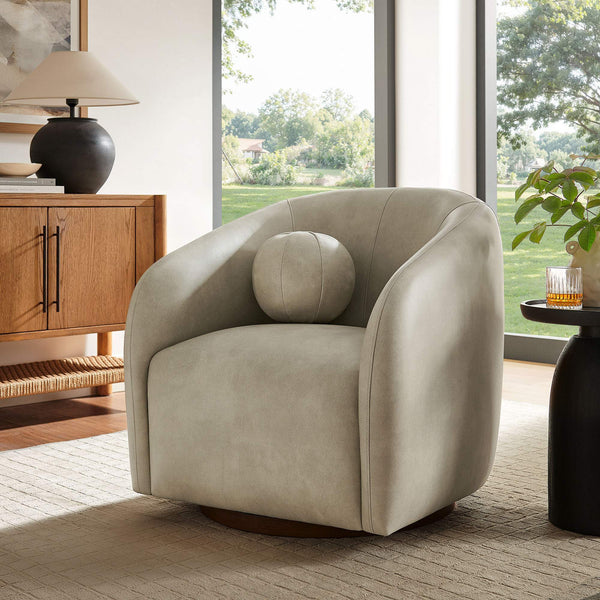 Modway Furniture Holland Vegan Leather Swivel Barrel Chair with 360 Degree Base for Modern Living Gray EEI-7743-MNL