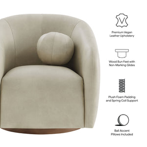 Modway Furniture Holland Vegan Leather Swivel Barrel Chair with 360 Degree Base for Modern Living Gray EEI-7743-MNL