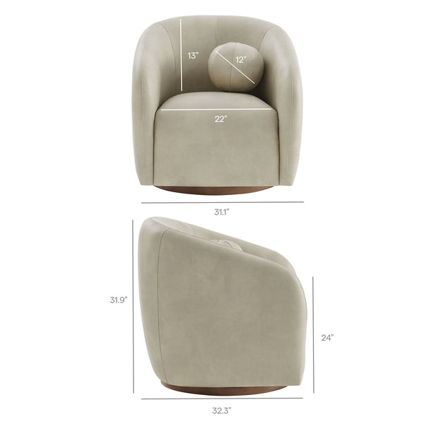 Modway Furniture Holland Vegan Leather Swivel Barrel Chair with 360 Degree Base for Modern Living Gray EEI-7743-MNL