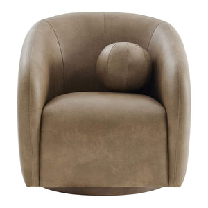 Modway Furniture Holland Vegan Leather Swivel Barrel Chair with 360 Degree Base for Modern Living Brown - A EEI-7743-MUS
