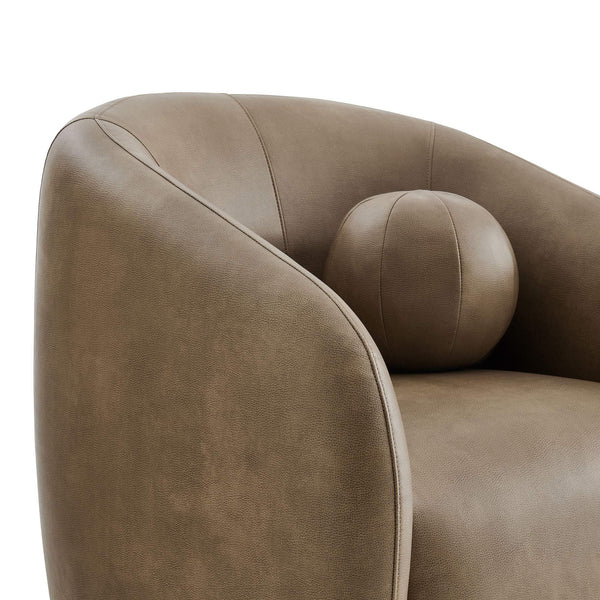 Modway Furniture Holland Vegan Leather Swivel Barrel Chair with 360 Degree Base for Modern Living Brown - A EEI-7743-MUS