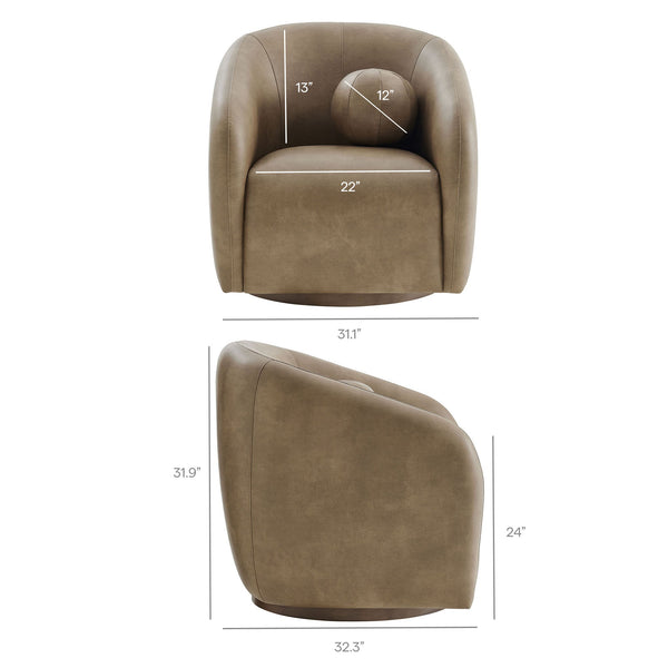 Modway Furniture Holland Vegan Leather Swivel Barrel Chair with 360 Degree Base for Modern Living Brown - A EEI-7743-MUS