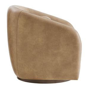 Modway Furniture Holland Vegan Leather Swivel Barrel Chair with 360 Degree Base for Modern Living Brown - B EEI-7743-TST