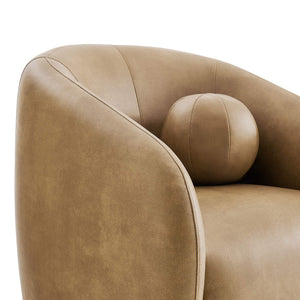 Modway Furniture Holland Vegan Leather Swivel Barrel Chair with 360 Degree Base for Modern Living Brown - B EEI-7743-TST